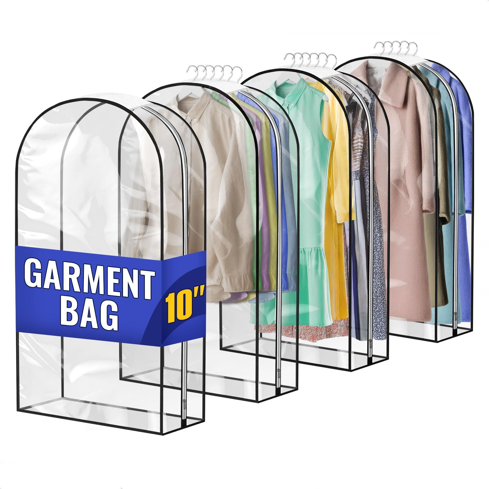 4 Pcs Clear Garment Bags for Hanging Clothes – Dust Proof Suit Bags for Closet Storage (40 x24 x10 ) with Zipper Sides – Designed for Travel & Organization Protects Clothes & Keeps Them Ready to Wear 4 Pcs Clear Garment Bags for Hanging Clothes – Dust Proof Suit Bags for Closet Storage (40 x24 x10 ) with Zipper Sides – Designed for Travel & Organization Protects Clothes & Keeps Them Ready to Wear