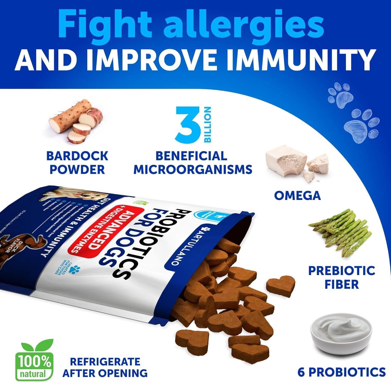 Probiotics for Dogs 70 Chews Duck Flavor Gut Health & Prebiotics Probiotics for Dogs 70 Chews Duck Flavor Gut Health & Prebiotics