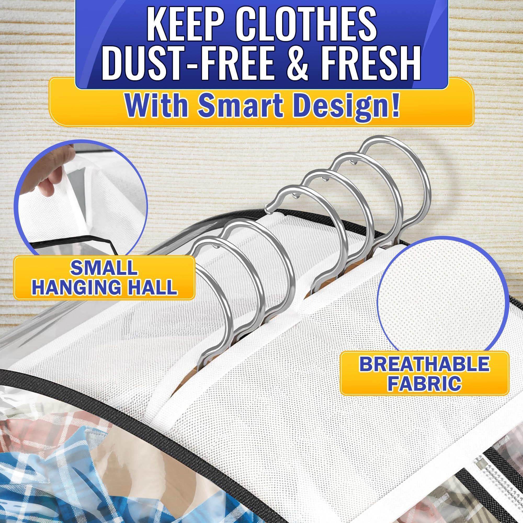 4 Pcs Clear Garment Bags for Hanging Clothes – Dust Proof Suit Bags for Closet Storage (40 x24 x10 ) with Zipper Sides – Designed for Travel & Organization Protects Clothes & Keeps Them Ready to Wear 4 Pcs Clear Garment Bags for Hanging Clothes – Dust Proof Suit Bags for Closet Storage (40 x24 x10 ) with Zipper Sides – Designed for Travel & Organization Protects Clothes & Keeps Them Ready to Wear