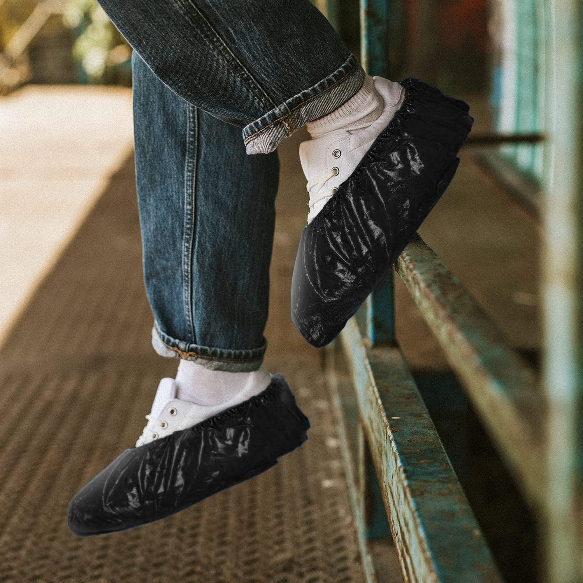 Black Disposable Shoe Covers for Indoors 16 x 5.75 Inch 100 Pack CPE Shoe Covers Disposable Non Slip Disposable Boot Covers Waterproof. Disposable Booties for Shoes Covers Elastic Band Black Disposable Shoe Covers for Indoors 16 x 5.75 Inch 100 Pack CPE Shoe Covers Disposable Non Slip Disposable Boot Covers Waterproof. Disposable Booties for Shoes Covers Elastic Band