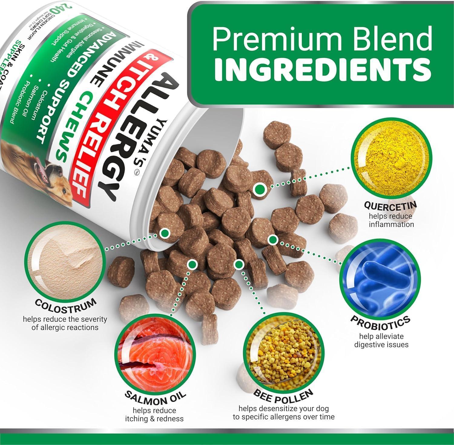 Dog Allergy Relief Chews 240 Count Itch Relief Omega-3 Fish Oil Skin & Coat Dog Allergy Relief Chews 240 Count Itch Relief Omega-3 Fish Oil Skin & Coat