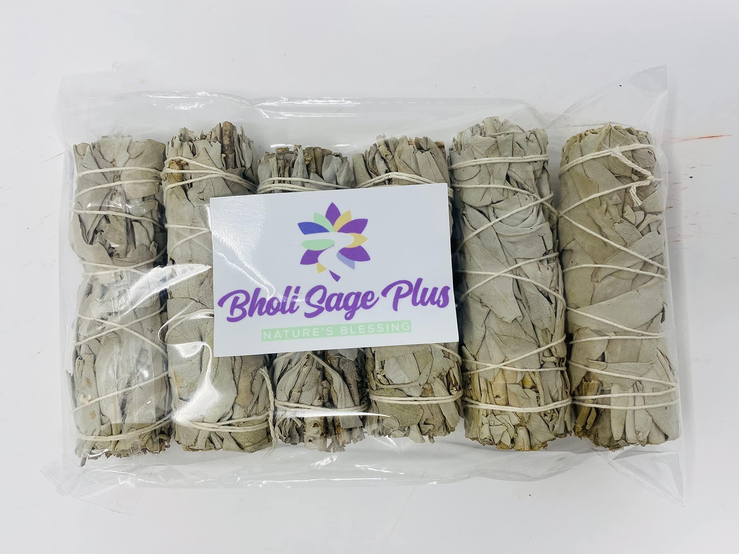 Bholi Sage Plus Sage Smudge Kit Pack of 6 White Sage Smudge Stick 4Inch Long Used for Meditation Smudging Rituals and Cleansing Getting Rid of Negative Energy Sustainably Grown California Sage Bholi Sage Plus Sage Smudge Kit Pack of 6 White Sage Smudge Stick 4Inch Long Used for Meditation Smudging Rituals and Cleansing Getting Rid of Negative Energy Sustainably Grown California Sage