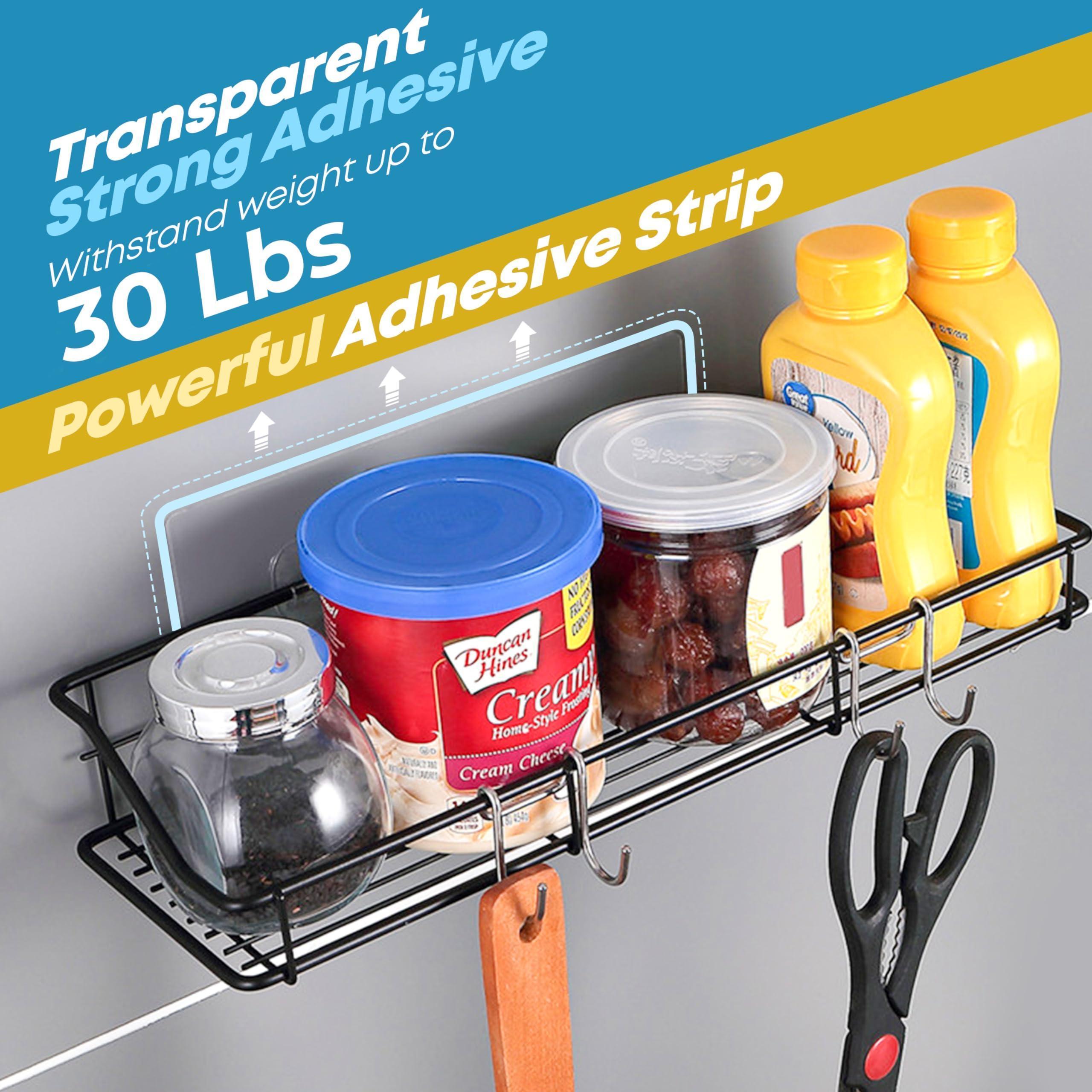 Adhesive Shower Caddy 2 Pack Black Shelf Organizer with Hooks Stainless Steel Adhesive Shower Caddy 2 Pack Black Shelf Organizer with Hooks Stainless Steel
