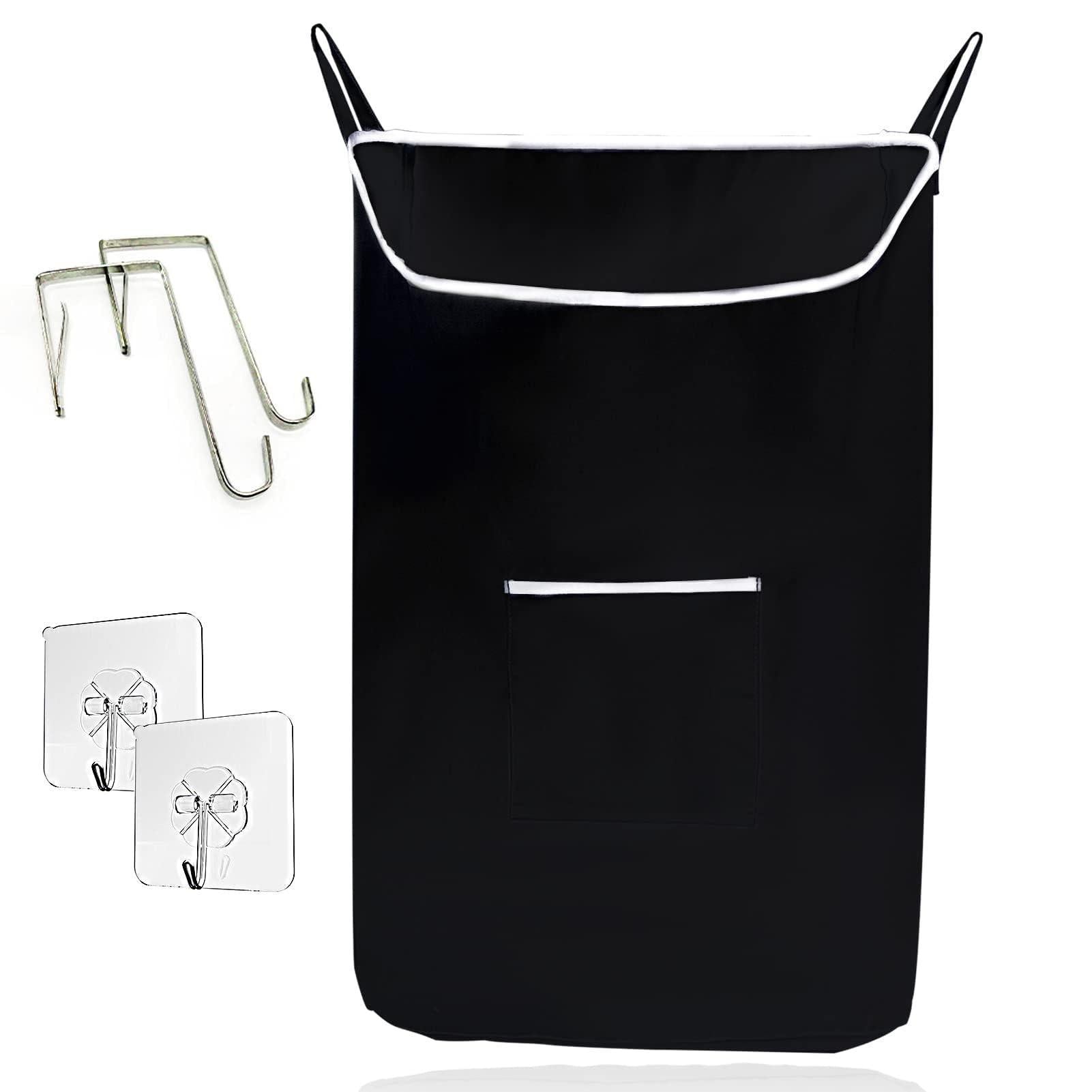The Fine Living Co. Large Hanging Laundry Hamper with Over Door Hooks & Adhesive Durable Space Saving Laundry Bag with Zipper and Wide Open Top Hanging Dorm Laundry Hamper 18 x4.75 x28 (Black L) The Fine Living Co. Large Hanging Laundry Hamper with Over Door Hooks & Adhesive Durable Space Saving Laundry Bag with Zipper and Wide Open Top Hanging Dorm Laundry Hamper 18 x4.75 x28 (Black L)