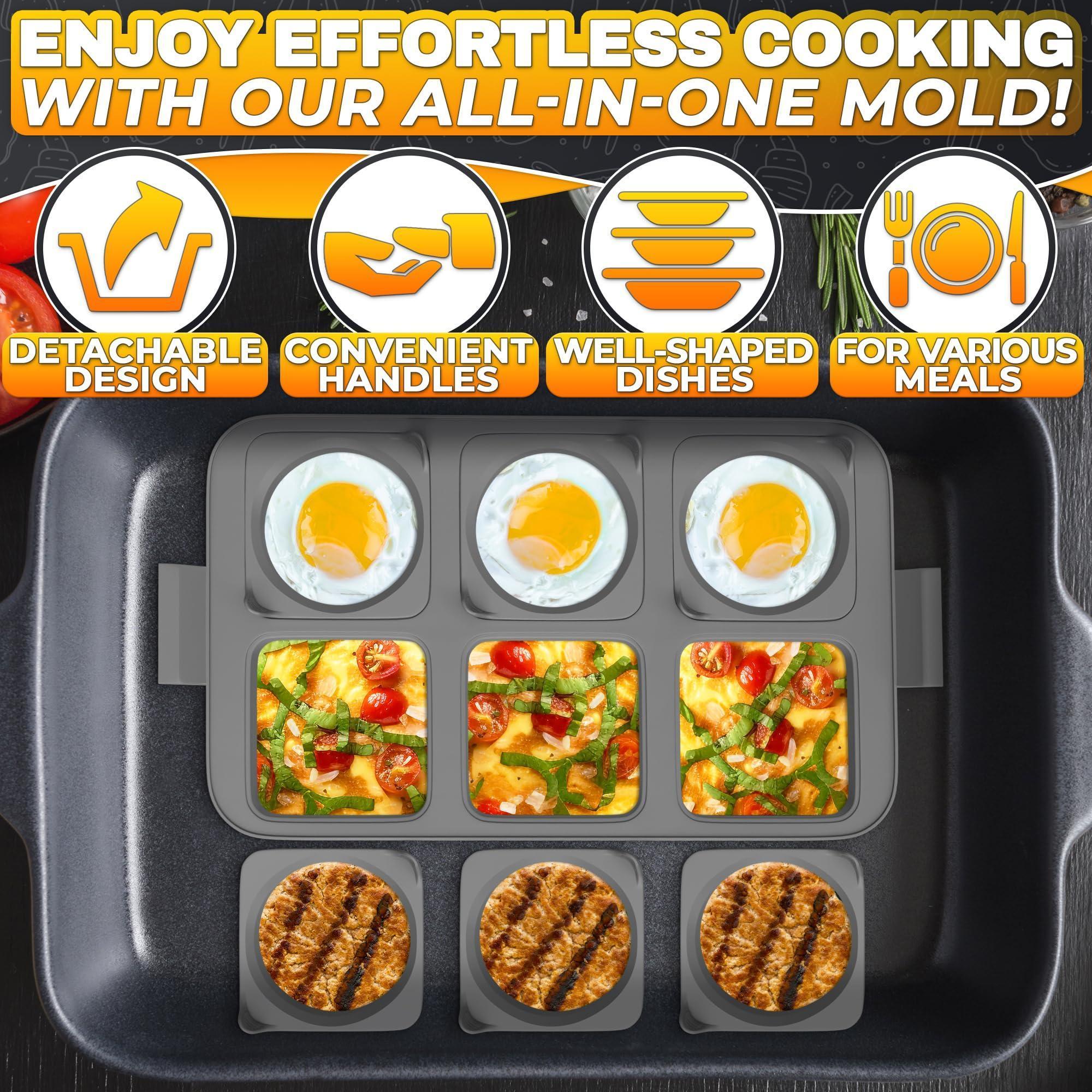 Silicone Egg Rings for Frying Eggs 16.5 x8.9 inch 6 Ring Removable Silicone Egg Molds for Griddle 12 Shapes 6 Round & 6 Square Non Stick & Heat Resistant Ergonomic Handles for Easy Cooking Silicone Egg Rings for Frying Eggs 16.5 x8.9 inch 6 Ring Removable Silicone Egg Molds for Griddle 12 Shapes 6 Round & 6 Square Non Stick & Heat Resistant Ergonomic Handles for Easy Cooking