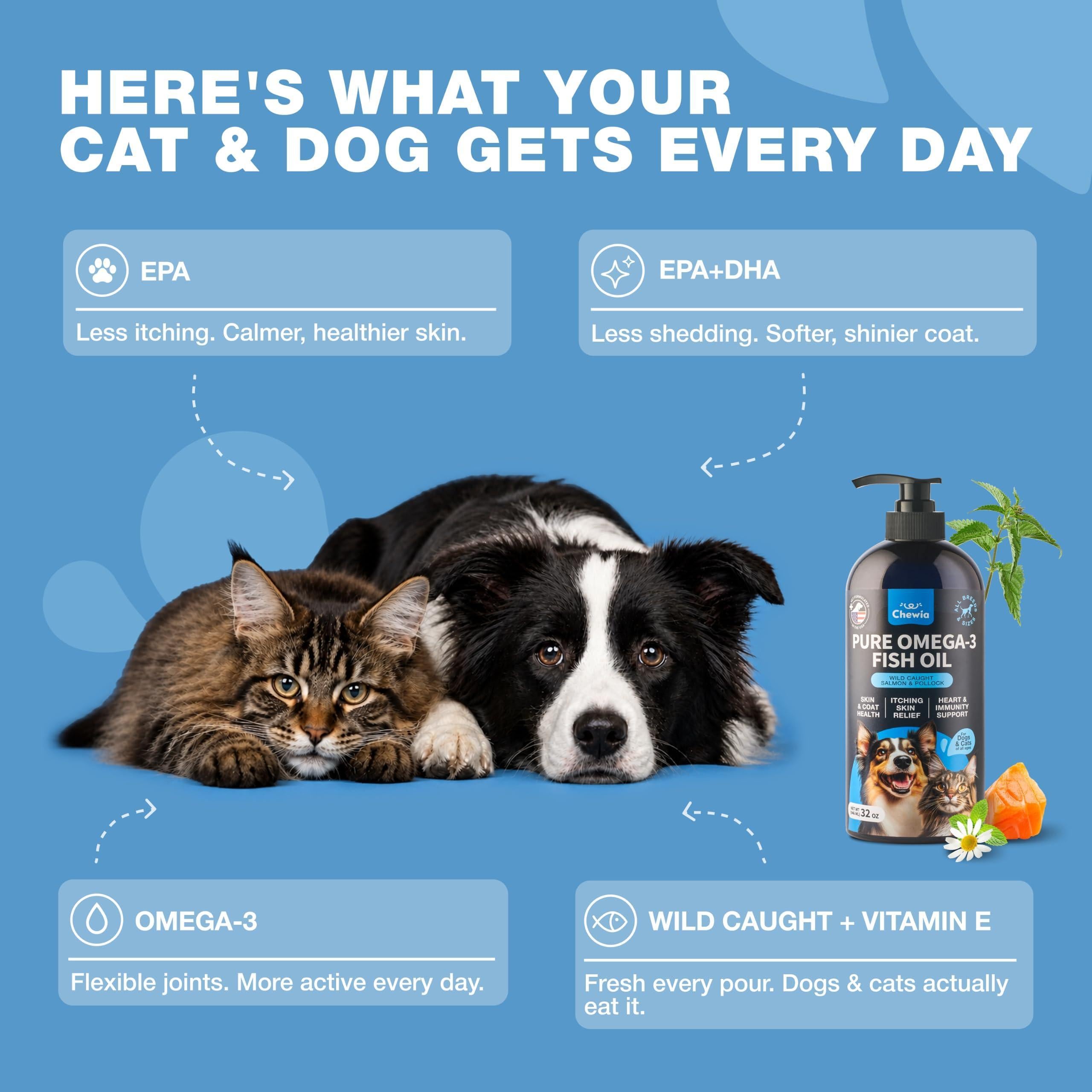 Fish Oil for Dogs and Cats Skin and Coat Support Supplement for Pets Omega 3 6 9 Fatty Acids Itchy Skin, Shedding, Immunity, Joint EPA DHA Wild Caught Salmon and Pollock Food Topper Fish Oil for Dogs and Cats Skin and Coat Support Supplement for Pets Omega 3 6 9 Fatty Acids Itchy Skin, Shedding, Immunity, Joint EPA DHA Wild Caught Salmon and Pollock Food Topper