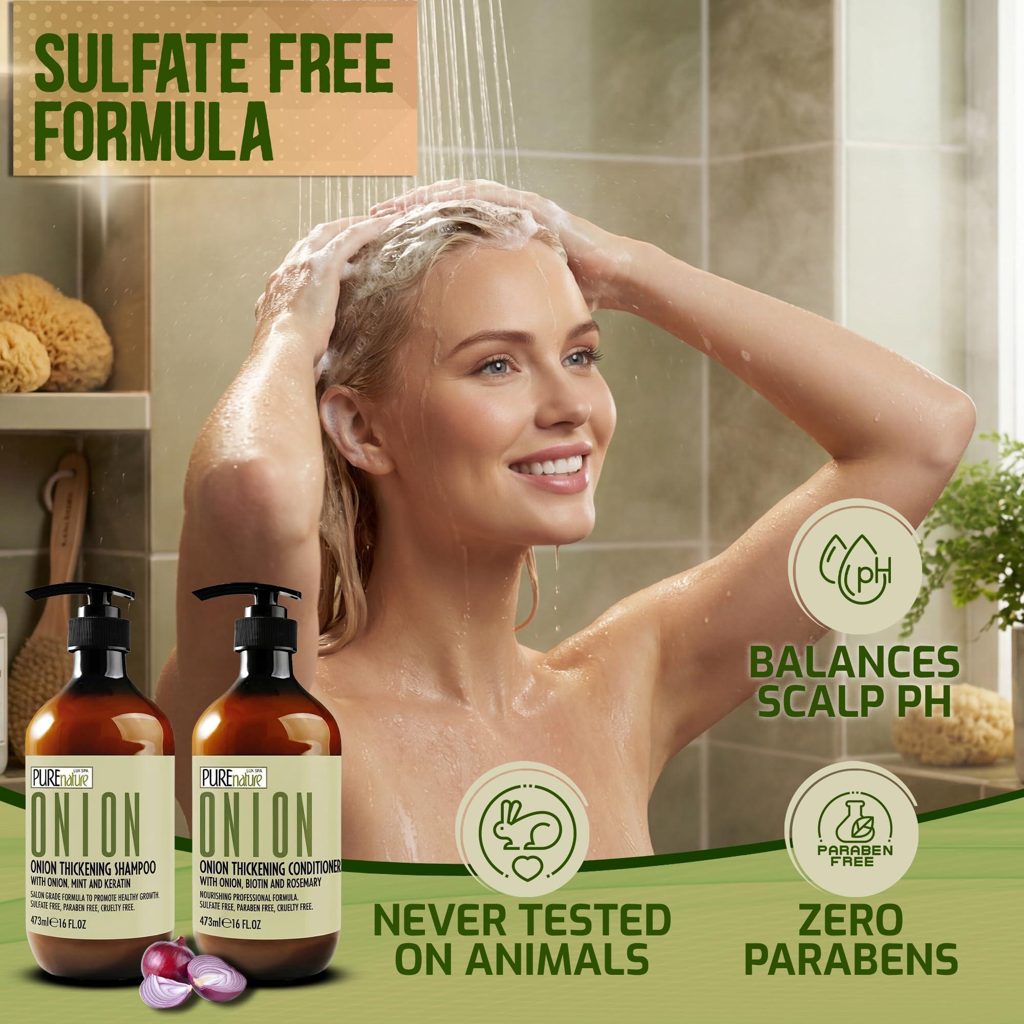 Onion Shampoo and Conditioner Set 16 Fl Oz Sulfate Free Thickening Formula for Men and Women Paraben Free Volumizing Set for Thin Fine Hair Volume Boosting Salon Professional Care Set of 2 Onion Shampoo and Conditioner Set 16 Fl Oz Sulfate Free Thickening Formula for Men and Women Paraben Free Volumizing Set for Thin Fine Hair Volume Boosting Salon Professional Care Set of 2