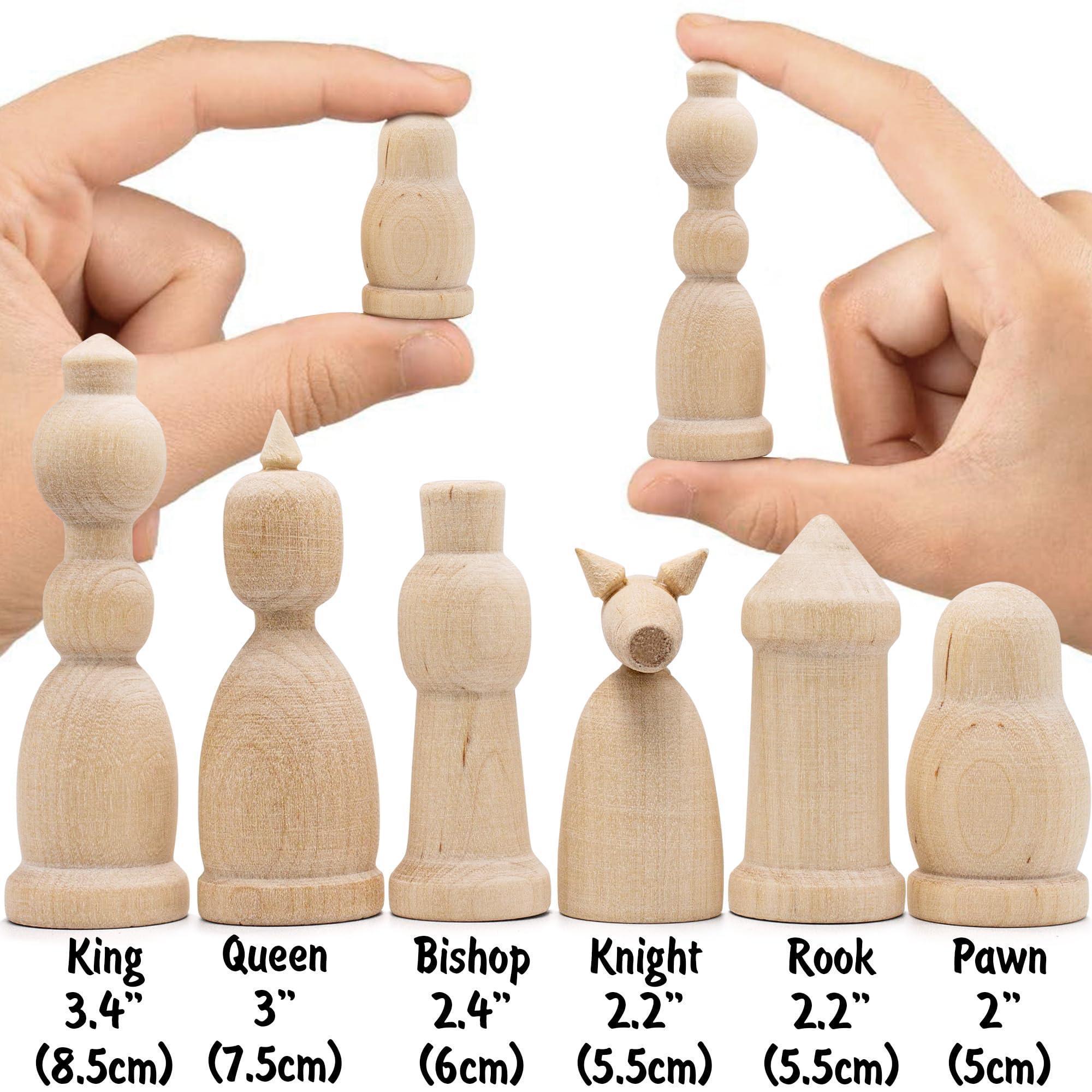 Unfinished Wood Chess Pieces Only Set of 32 pcs Paint Your Own Chess Set DIY Kit Unfinished Wood Chess Pieces Only Set of 32 pcs Paint Your Own Chess Set DIY Kit