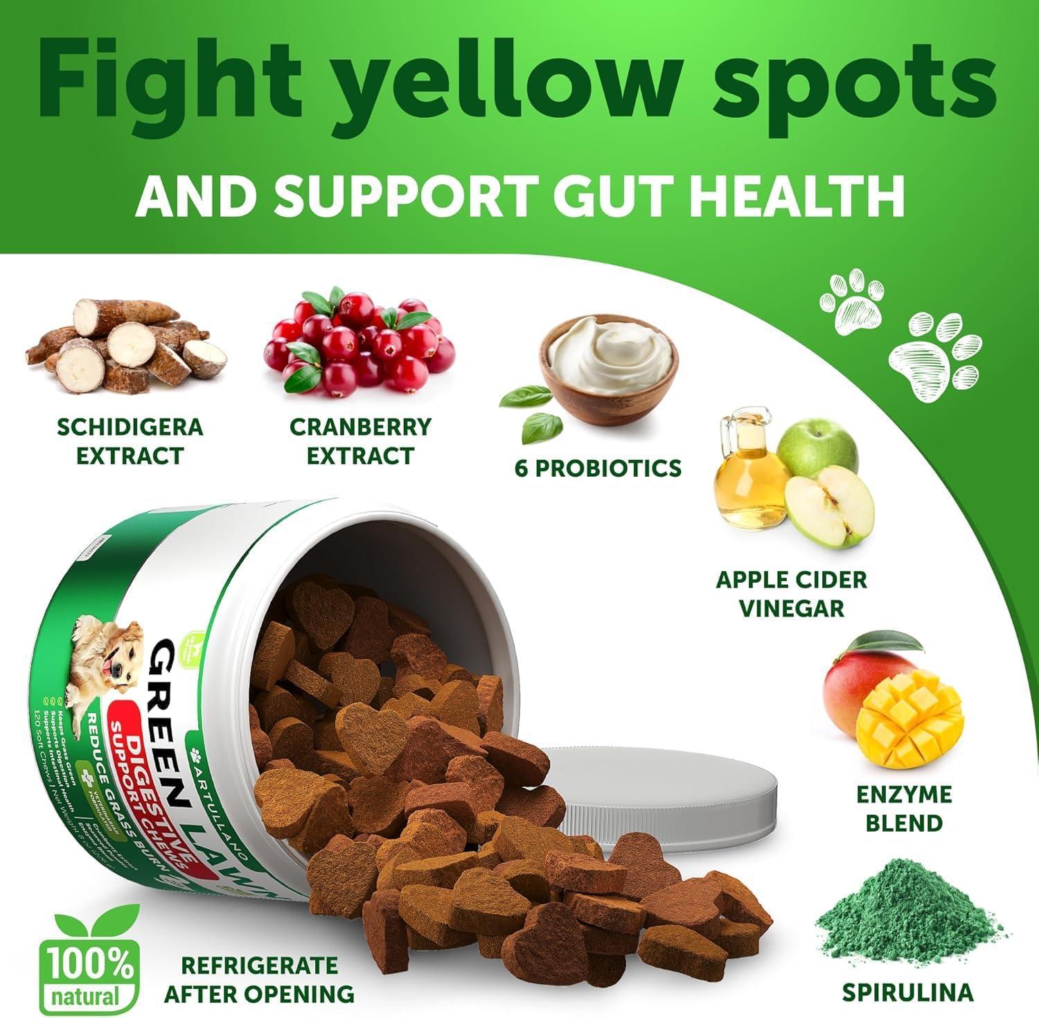 Grass Burn Spot Chews for Dogs 120 Count Lawn Urine Neutralizer Grass Burn Spot Chews for Dogs 120 Count Lawn Urine Neutralizer