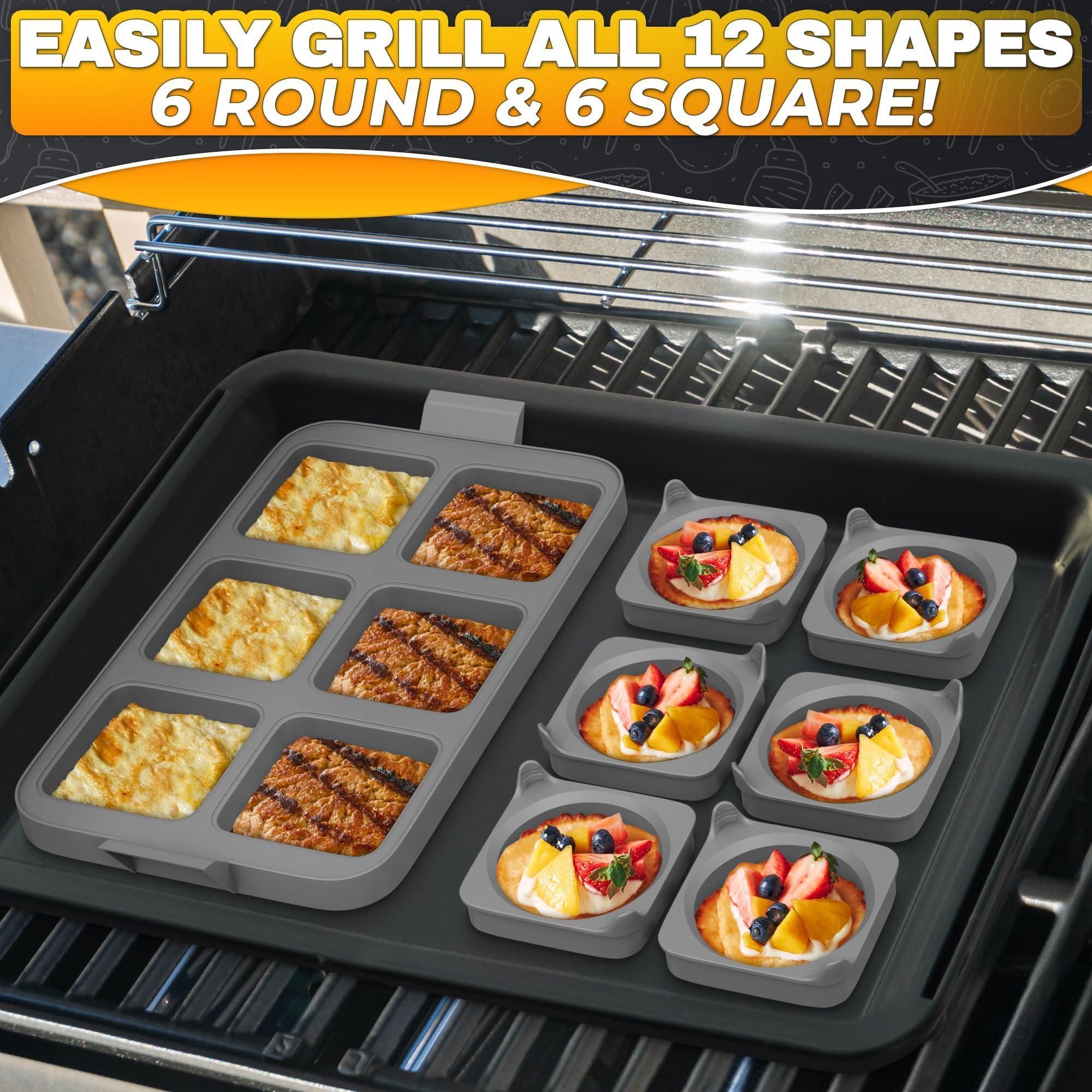 Silicone Egg Rings for Frying Eggs 16.5 x8.9 inch 6 Ring Removable Silicone Egg Molds for Griddle 12 Shapes 6 Round & 6 Square Non Stick & Heat Resistant Ergonomic Handles for Easy Cooking Silicone Egg Rings for Frying Eggs 16.5 x8.9 inch 6 Ring Removable Silicone Egg Molds for Griddle 12 Shapes 6 Round & 6 Square Non Stick & Heat Resistant Ergonomic Handles for Easy Cooking