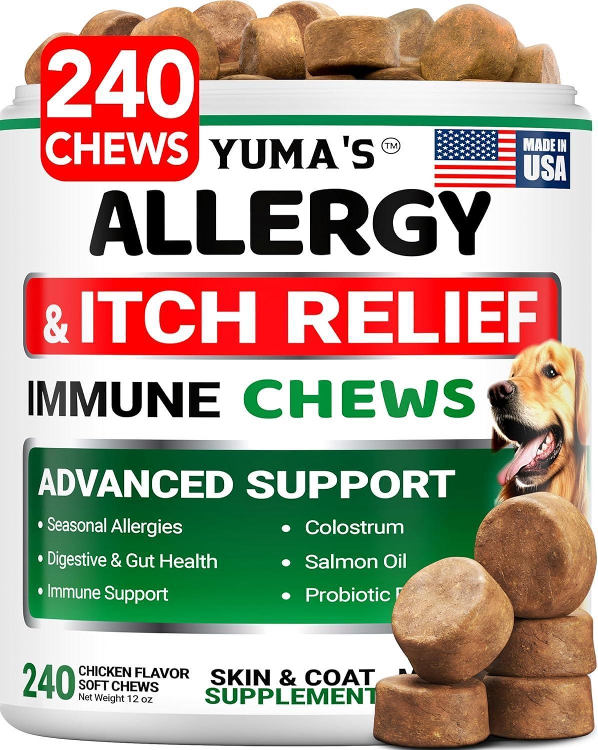 Dog Allergy Relief Chews 240 Count Itch Relief Omega-3 Fish Oil Skin & Coat Dog Allergy Relief Chews 240 Count Itch Relief Omega-3 Fish Oil Skin & Coat