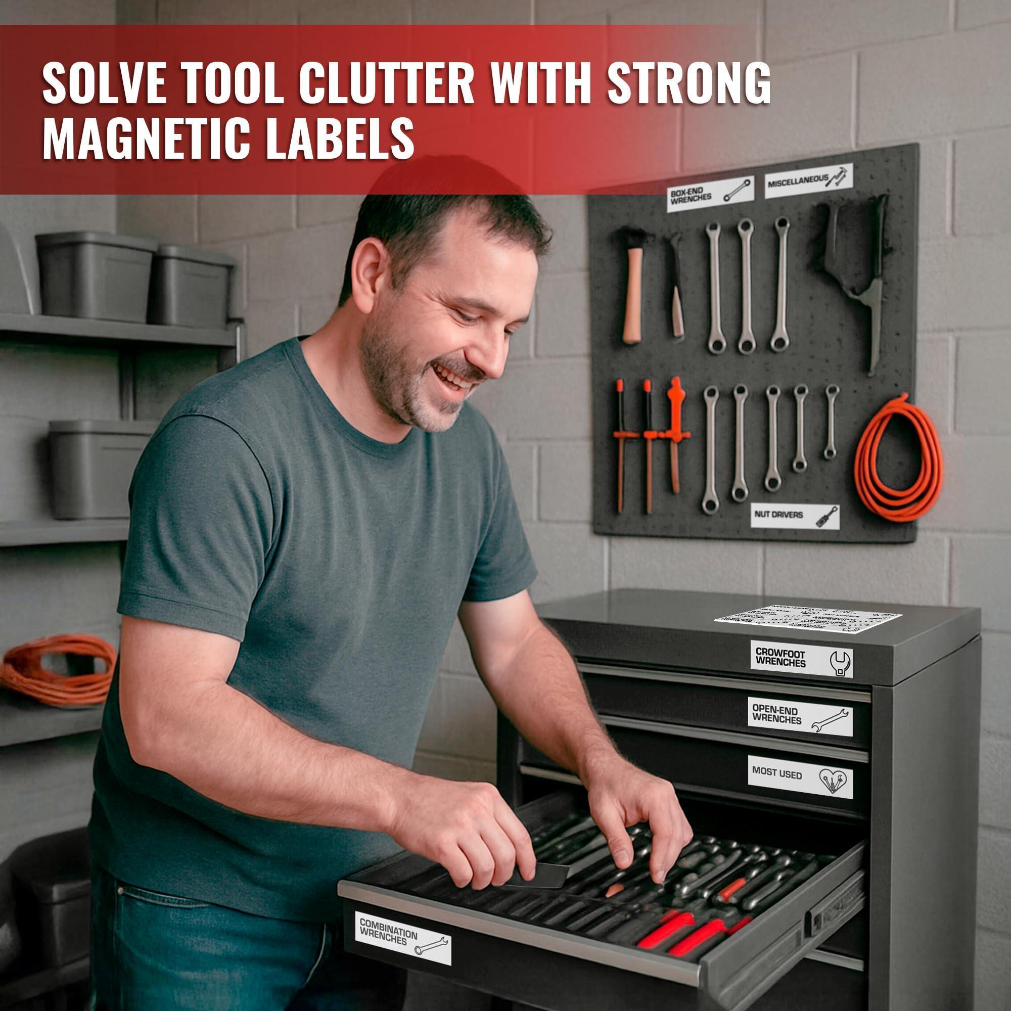 90 Pcs Magnetic Tool Box Labels 3.5x1 inch White Magnetic Toolbox Labels for Tool Box Drawers Strong Magnet Toolbox Organizer Chest Pre Printed & Blanked Emblems for Organization Toolbox Emblems 90 Pcs Magnetic Tool Box Labels 3.5x1 inch White Magnetic Toolbox Labels for Tool Box Drawers Strong Magnet Toolbox Organizer Chest Pre Printed & Blanked Emblems for Organization Toolbox Emblems