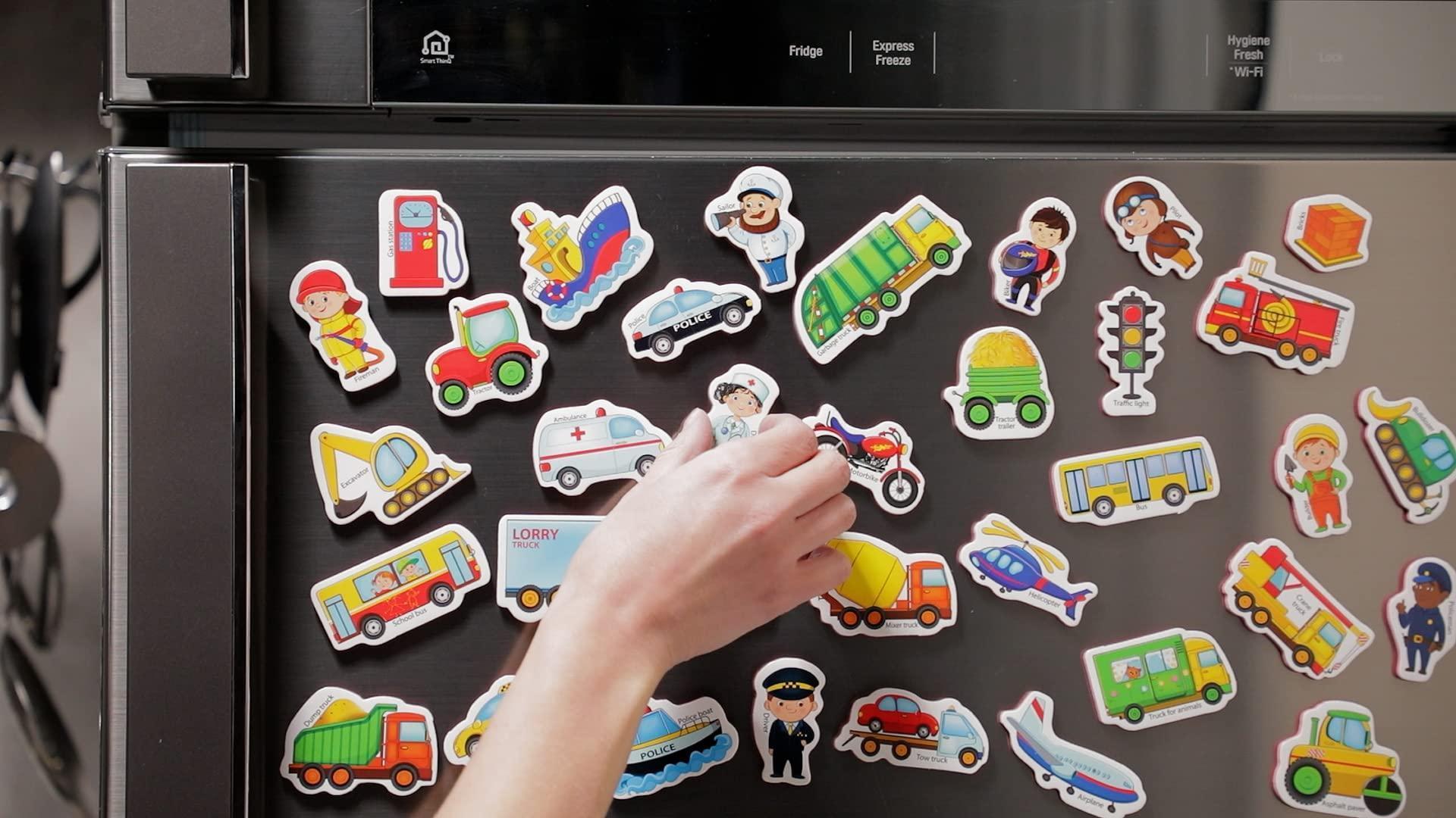 34 Foam Fridge Magnets for Toddlers 3 years Vehicles and Professions Magnets 34 Foam Fridge Magnets for Toddlers 3 years Vehicles and Professions Magnets
