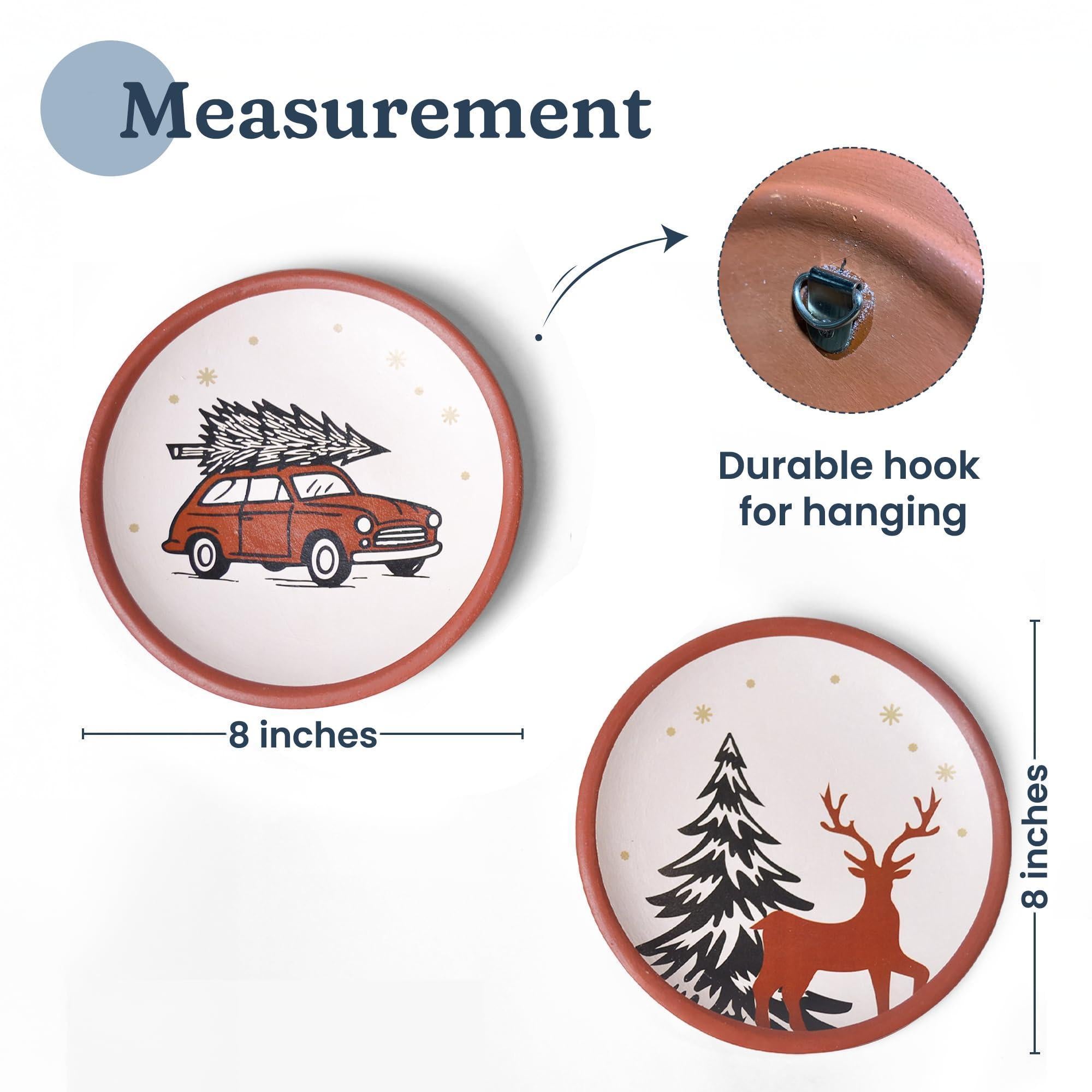 8 Inch Terracotta Winter Plates Set of 2 Ceramic Wall Hanging Clay Decorative Plates for Winter Decorations Round Wall Decor for Living Room & Kitchen 8 Inch Terracotta Winter Plates Set of 2 Ceramic Wall Hanging Clay Decorative Plates for Winter Decorations Round Wall Decor for Living Room & Kitchen