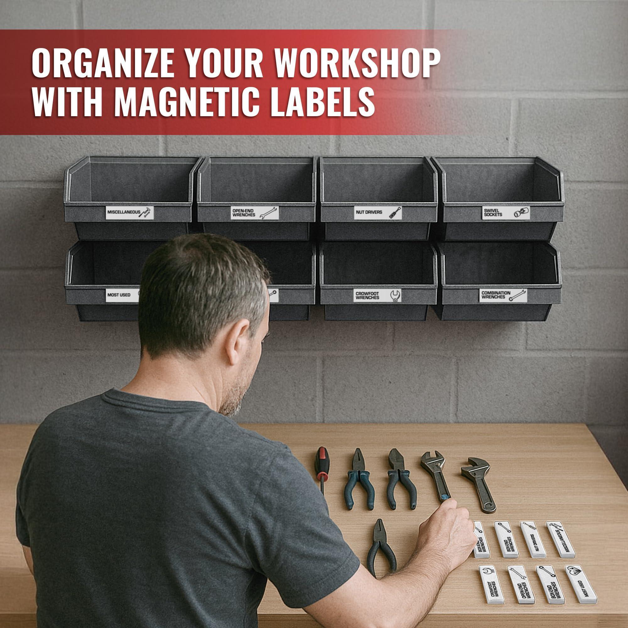 90 Pcs Magnetic Tool Box Labels 3.5x1 inch White Magnetic Toolbox Labels for Tool Box Drawers Strong Magnet Toolbox Organizer Chest Pre Printed & Blanked Emblems for Organization Toolbox Emblems 90 Pcs Magnetic Tool Box Labels 3.5x1 inch White Magnetic Toolbox Labels for Tool Box Drawers Strong Magnet Toolbox Organizer Chest Pre Printed & Blanked Emblems for Organization Toolbox Emblems