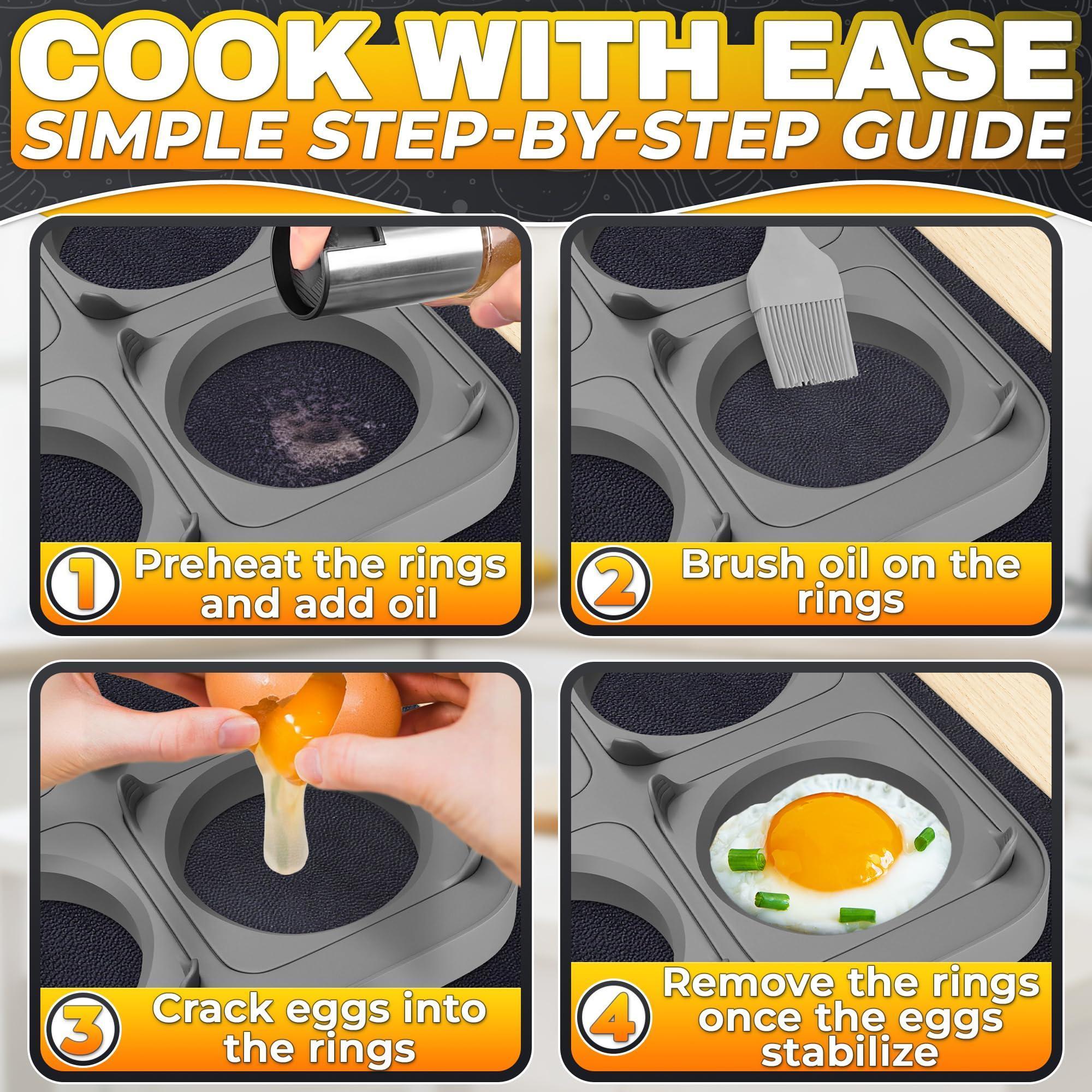 Silicone Egg Rings for Frying Eggs 16.5 x8.9 inch 6 Ring Removable Silicone Egg Molds for Griddle 12 Shapes 6 Round & 6 Square Non Stick & Heat Resistant Ergonomic Handles for Easy Cooking Silicone Egg Rings for Frying Eggs 16.5 x8.9 inch 6 Ring Removable Silicone Egg Molds for Griddle 12 Shapes 6 Round & 6 Square Non Stick & Heat Resistant Ergonomic Handles for Easy Cooking