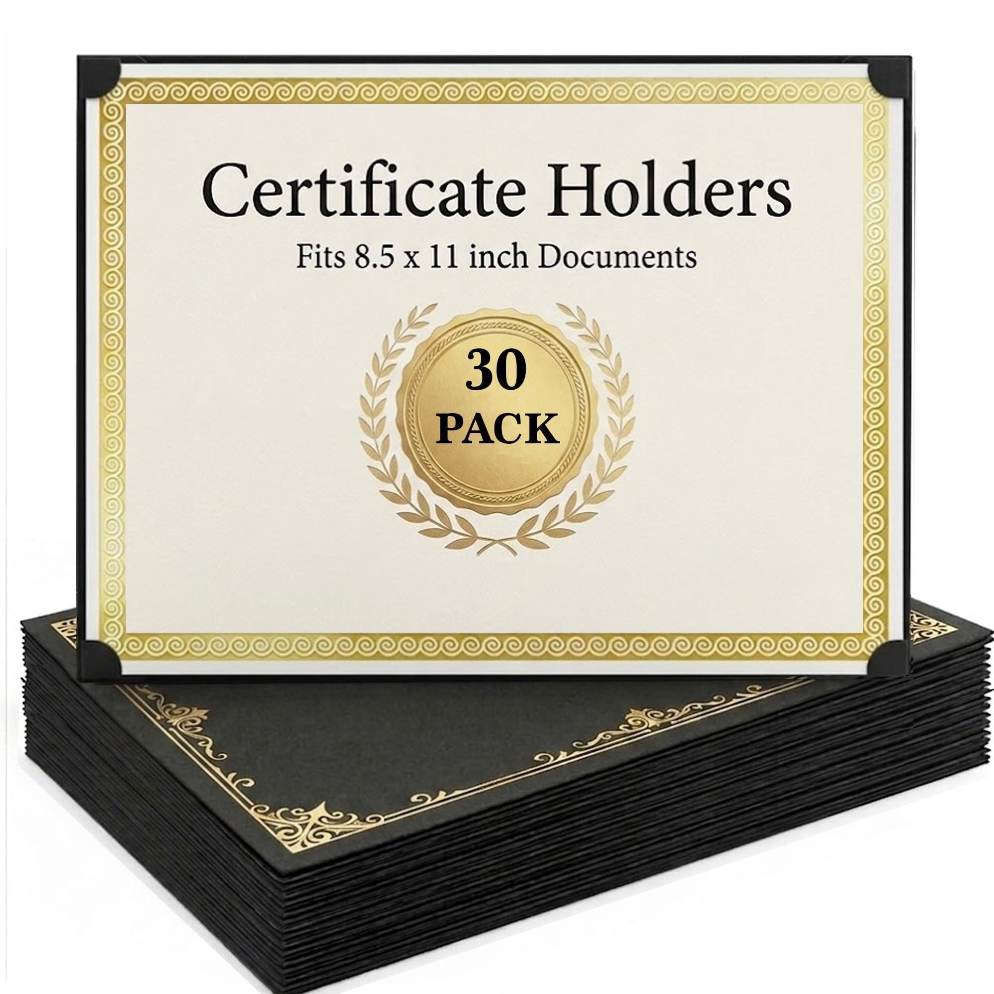 30 Pack Single Sided Certificate Holders 8.5x11 Black Award Certificate Folders with Gold Foil Border Cardstock Covers Letter Size Graduation Certificate Sleeves Protective Diploma Holders Bulk 30 Pack Single Sided Certificate Holders 8.5x11 Black Award Certificate Folders with Gold Foil Border Cardstock Covers Letter Size Graduation Certificate Sleeves Protective Diploma Holders Bulk