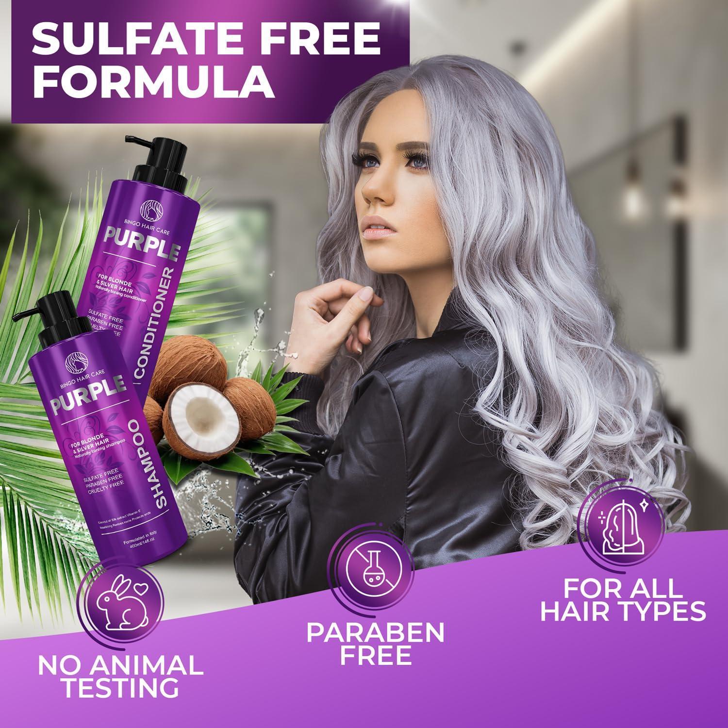 Purple Shampoo and Conditioner Set 14 Fl Oz Set of 2 Sulfate Free Formula for Women and Men For Toning and Balancing Brassy Blonde Silver and Gray Hair Purple Shampoo and Conditioner Set 14 Fl Oz Set of 2 Sulfate Free Formula for Women and Men For Toning and Balancing Brassy Blonde Silver and Gray Hair