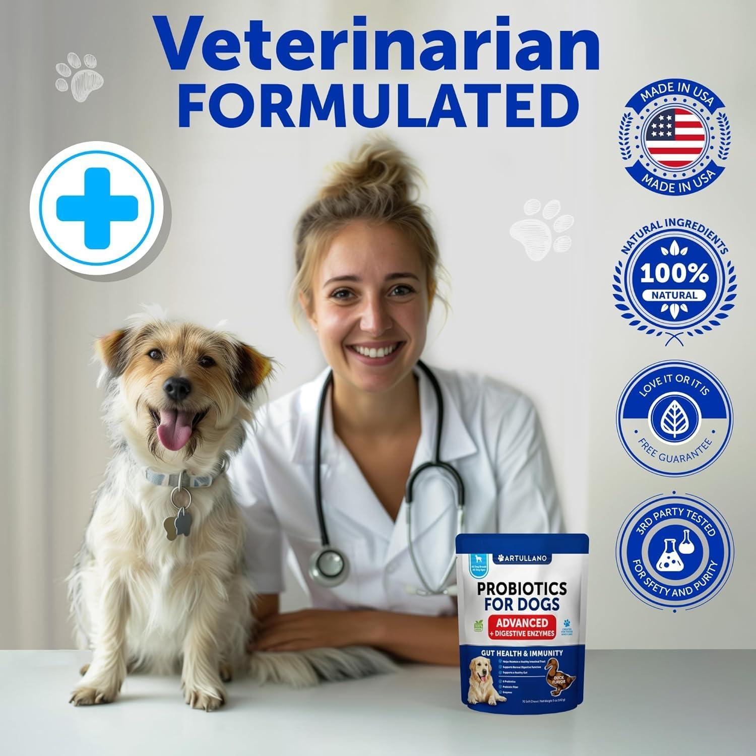 Probiotics for Dogs 70 Chews Duck Flavor Gut Health & Prebiotics Probiotics for Dogs 70 Chews Duck Flavor Gut Health & Prebiotics