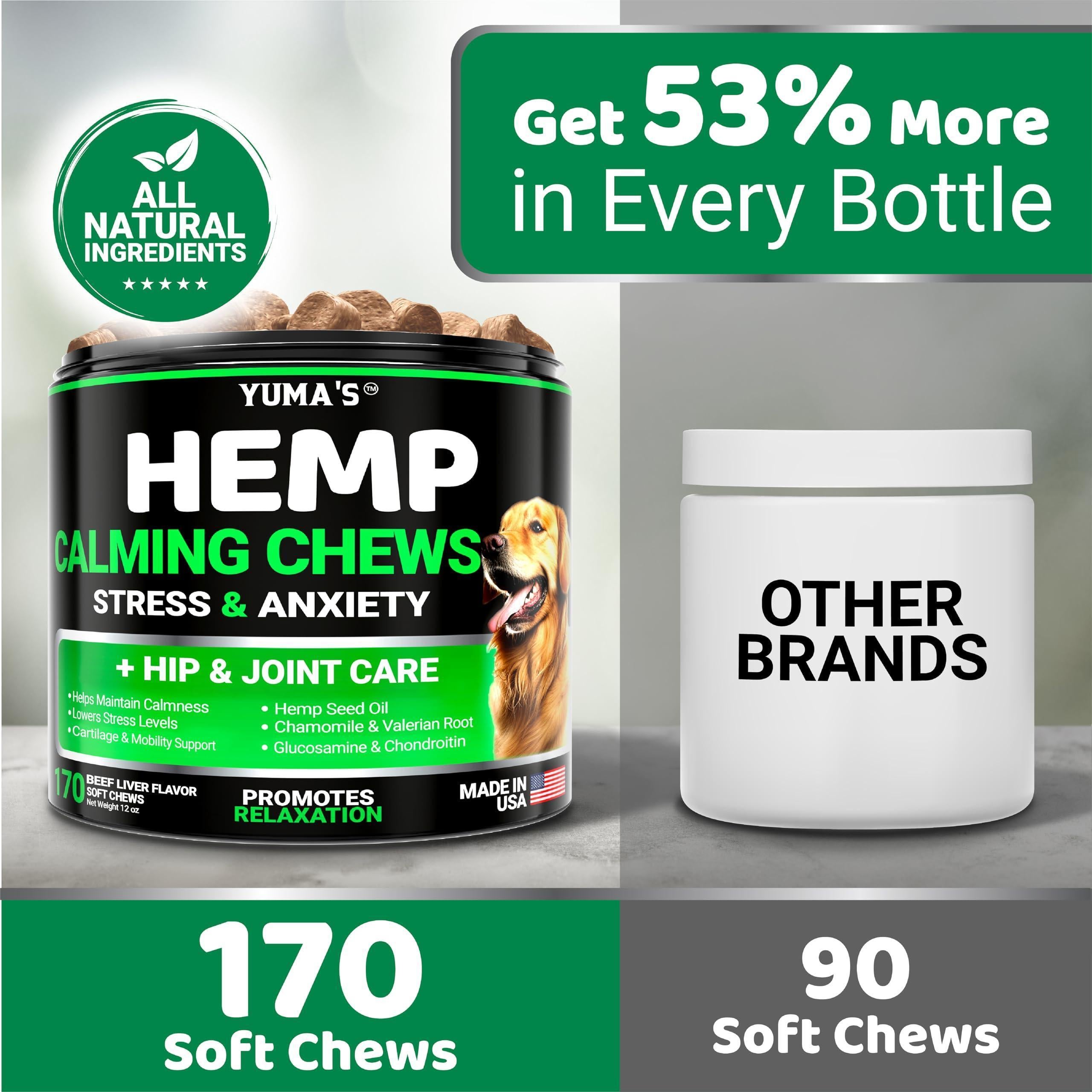 Hemp Calming Chews for Dogs 170 Count Anxiety Relief Beef Flavor Hemp Calming Chews for Dogs 170 Count Anxiety Relief Beef Flavor