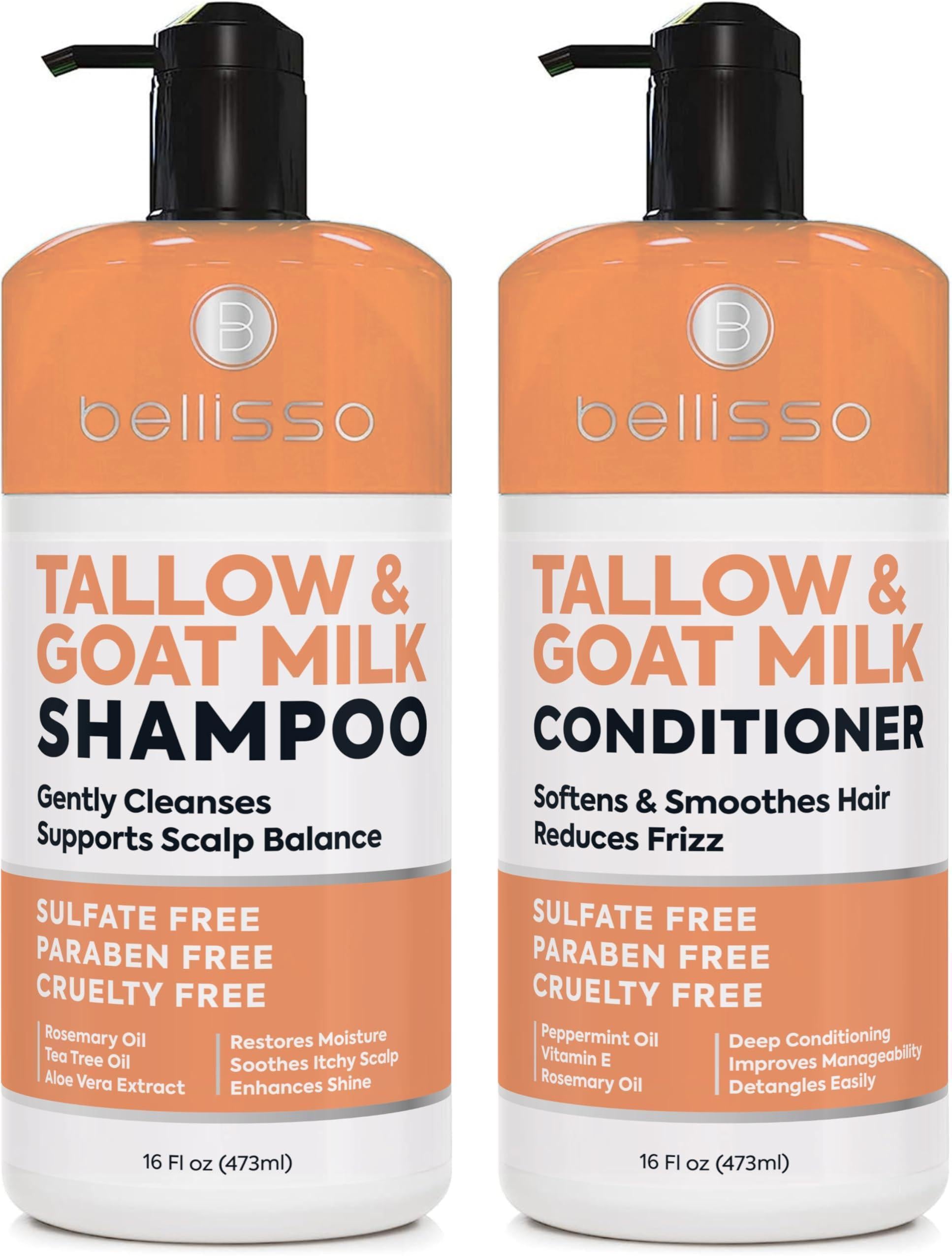 Beef Tallow Shampoo and Conditioner Set with Goat Milk 16.9 Fl Oz Pack of 2 Sulfate Free Moisture for Women Men For Dry Itchy Scalp Hydrating Thickening Volume Care for Thinning Hair Beef Tallow Shampoo and Conditioner Set with Goat Milk 16.9 Fl Oz Pack of 2 Sulfate Free Moisture for Women Men For Dry Itchy Scalp Hydrating Thickening Volume Care for Thinning Hair