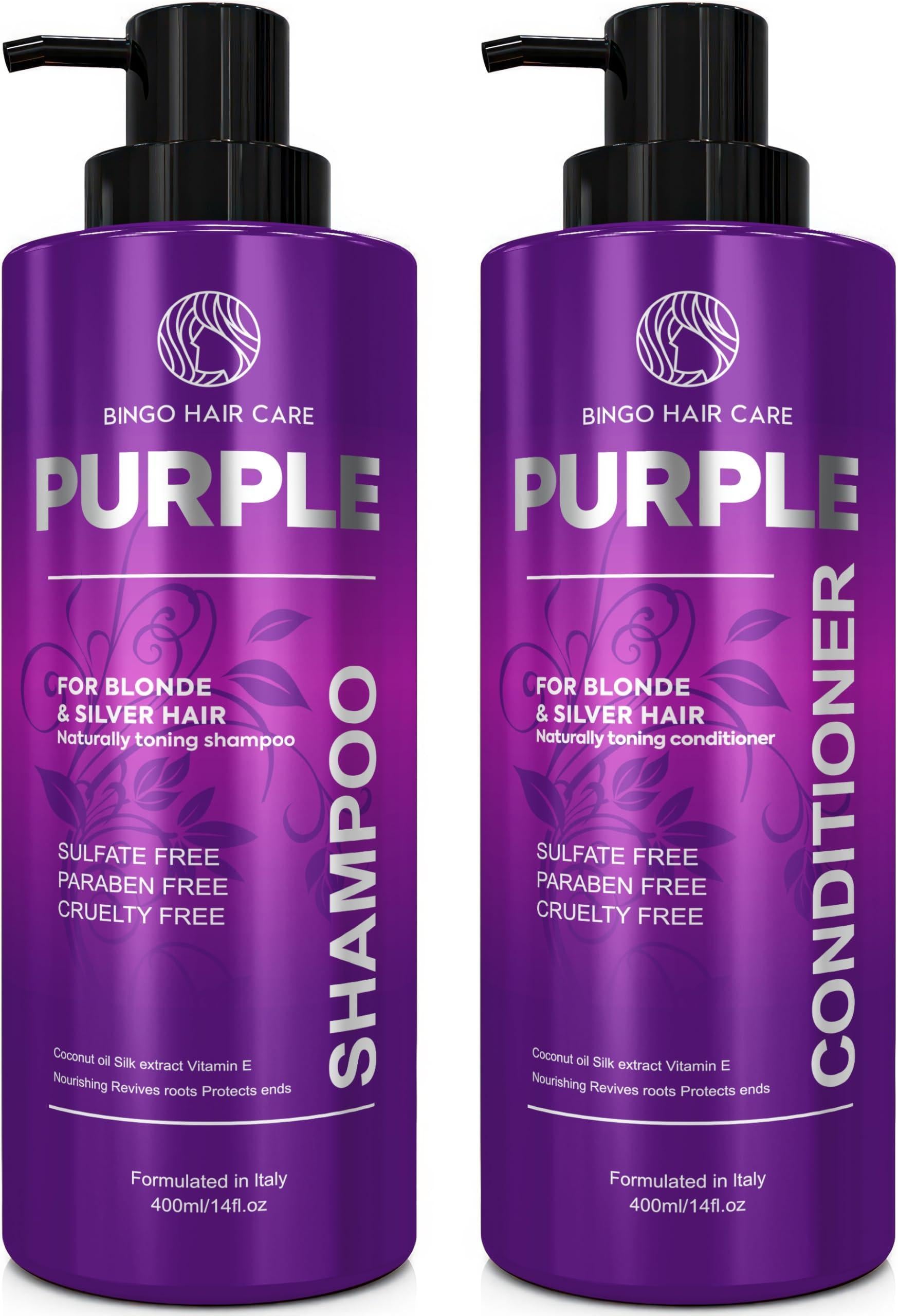Purple Shampoo and Conditioner Set 14 Fl Oz Set of 2 Sulfate Free Formula for Women and Men For Toning and Balancing Brassy Blonde Silver and Gray Hair Purple Shampoo and Conditioner Set 14 Fl Oz Set of 2 Sulfate Free Formula for Women and Men For Toning and Balancing Brassy Blonde Silver and Gray Hair