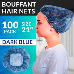 Disposable Hair Net for Men Women 21  Disposable Hair Net for Men Women 21 inch Pack of 100 Dark Blue Hair Covers for Nurses Polypropylene Bouffant Hair Nets with Stretch Band Disposable Hair Caps for Nurses and Chefs