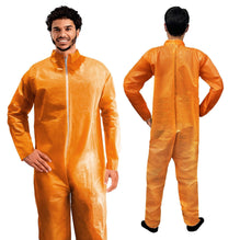 Orange Disposable Coveralls for Men Women 4X Large Pack of 5 Hazmat Suits Disposable Breathable PP PE 40 GSM Painters Coveralls Paint Suit with Open Wrists Ankles Front Zipper