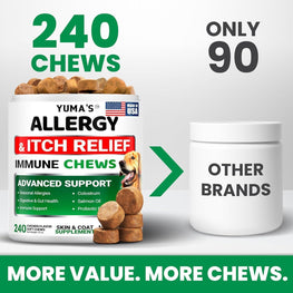 Dog Allergy Relief Chews 240 Count Itch Relief Omega-3 Fish Oil Skin & Coat