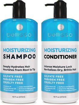 Moisturizing Shampoo and Conditioner Set Sulfate Free Care for Women and Men Hydrating Deep Moisture Duo with Shea Butter Salon Grade Color Safe Ideal for Curly Hair and Dry Split Ends
