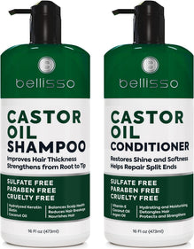 Castor Oil Shampoo and Conditioner Set   Thickening Products for Thinning Hair Women and Men   Sulfate Free Formula   Hydrating Volumizing and Moisturizing for Dry Hair   Volume Boosting Color Safe