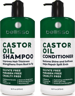 Castor Oil Shampoo and Conditioner Set   Thickening Products for Thinning Hair Women and Men   Sulfate Free Formula   Hydrating Volumizing and Moisturizing for Dry Hair   Volume Boosting Color Safe