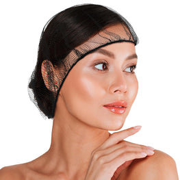 Black Disposable Hair Net 28 Inch 100 Pack Micro Nylon Bouffant Hair Nets. Bouffant Caps Disposable with Elastic Edge Stretchable Hairnets for Foodservice Industrial Use