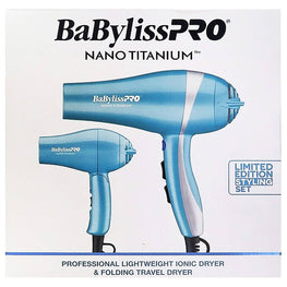 BABYLISSPRO NANO TITANIUM 2000W LIGHTWEIGHT IONIC DRYER (BNT5548) AND 1000W FOLDING TRAVEL DRYER (BNT053TUC) PREPACK LIMITED EDITION
