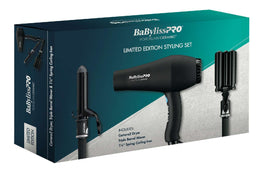 BaBylissPRO Porcelain Ceramic Gift Box Prepack Carrera2 Dryer, Triple Barrel Waver, and 1.25 inch Curling Iron.