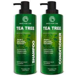 Tea Tree Shampoo and Conditioner Set Sulfate Free 14 Fl Oz Set of 2 Anti Dandruff Hair Care for Men and Women Cleansing Formula for Itchy Scalp and Oil Control