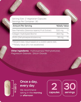 Saw Palmetto for Women 900mg DHT Blocker for Hair Growth with DHEA Collagen Peptides Advanced Beauty Support Complex for Hair Skin Nails DHEA Supplement Thinning Support 60 Capsules