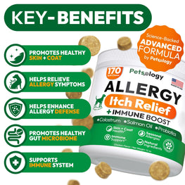 Dog Allergy Relief Chews 170 Count Itch Relief Omega-3 Fish Oil