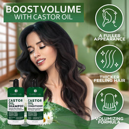 Castor Oil Shampoo and Conditioner Set   Thickening Products for Thinning Hair Women and Men   Sulfate Free Formula   Hydrating Volumizing and Moisturizing for Dry Hair   Volume Boosting Color Safe