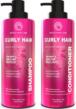 Curly Shampoo and Conditioner Set Sulfate Free 14 Fl Oz Set of 2 Moisturizing Formula Deep Treatment for Curly and Permed Hair Women and Men